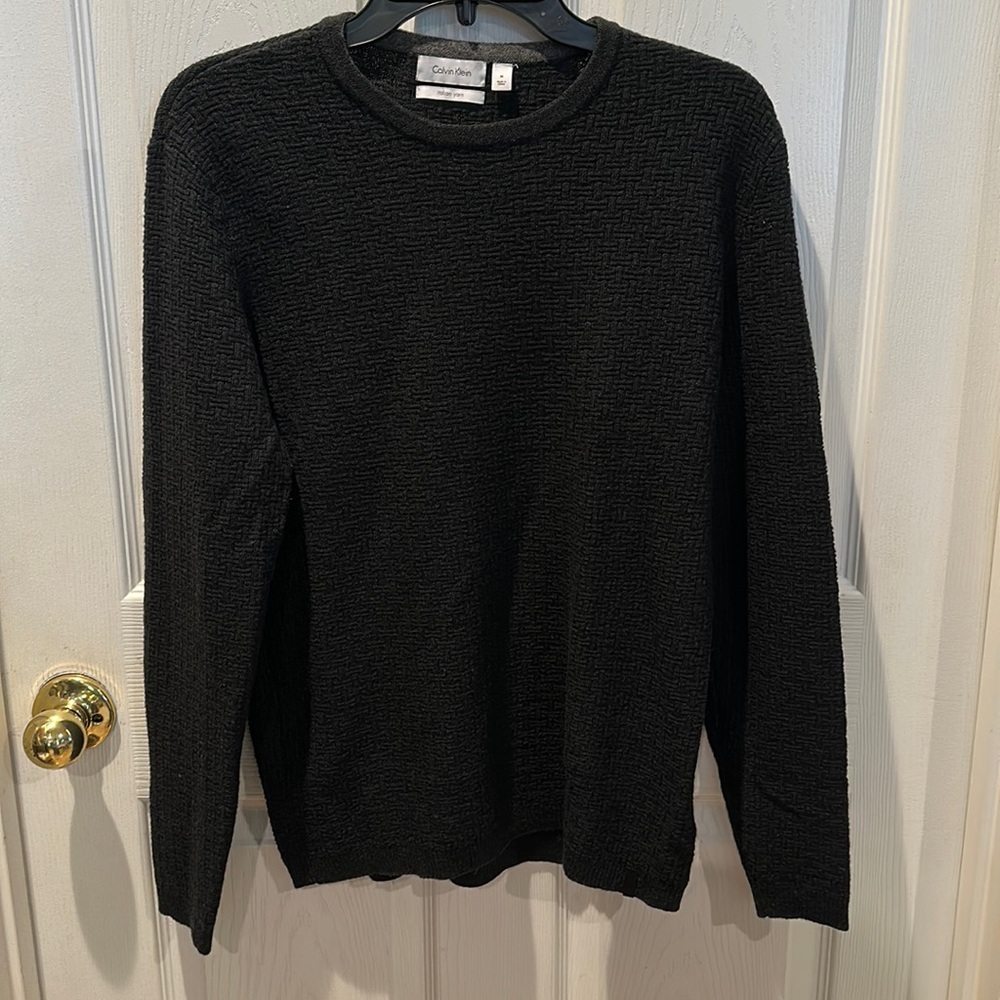 CALVIN KLEIN CK Black Soft Crewneck Sweater - Italian yarn - medium